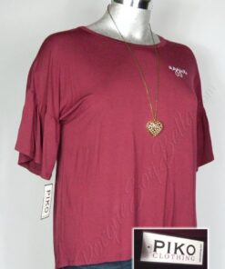 Blusa Piko · Vino · Bordado En Letras Blancas "Aggies" Cuello Redondo · 38/40