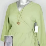 Blusa Time & Tru - Olivo - Cuello En V Cruzado Con Cinta Para Amarrar · 38/40