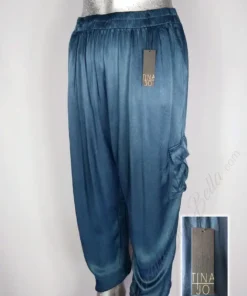 Pantalón Tina Jo - Azul Plumbago Metálico - Con Pretina De Resorte · 38/40
