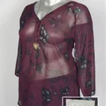 Blusa Maurices - Vino - Estampado En Flores Negras · 38/40
