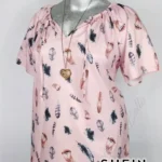 Blusa Shein - Rosa - Estampado De Plumas · 38/40