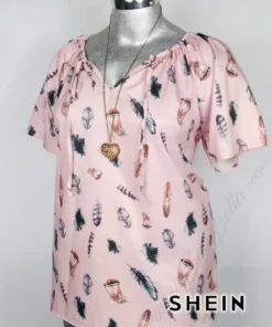 Blusa Shein - Rosa - Estampado De Plumas · 38/40