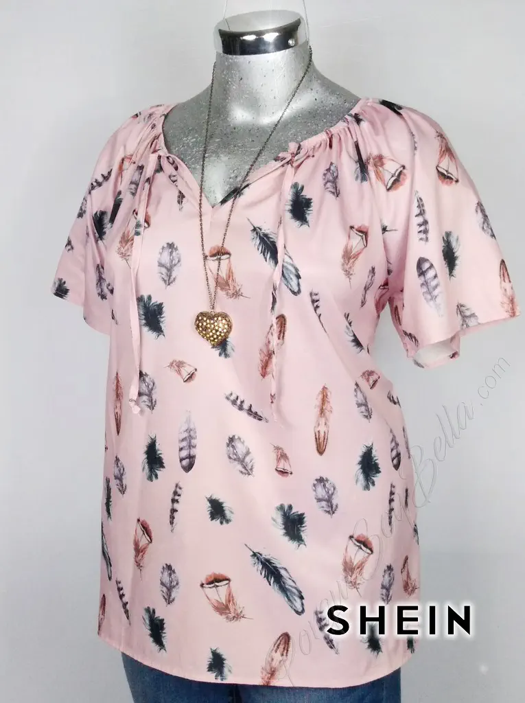 Blusa Shein - Rosa - Estampado De Plumas · 38/40