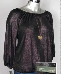 Blusa Covington - Negro Plateado - Tela Brillosa · 38/40