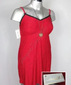 Camisón René Rofé - Rojo Negro - Estampado En Corazónes · 38