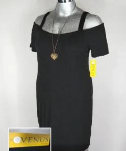 Vestido Venus - Negro - Cuello Redondo Amplio · 38