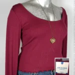 Blusa Arizona Jean Co. - Vino - Cuello Redondo Amplio · 38/40