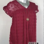 Blusa Shein Curve - Vino - Con Motitas · 38/40