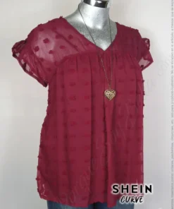 Blusa Shein Curve - Vino - Con Motitas · 38/40
