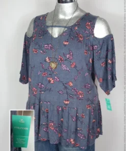 Blusa Maurices - Gris Oxford - Estampado En Flores · 38/40