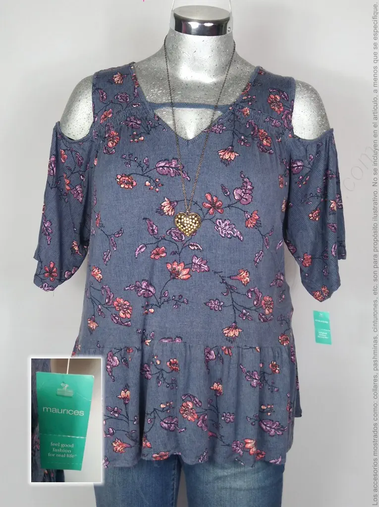 Blusa Maurices - Gris Oxford - Estampado En Flores · 38/40 - Imagen 2