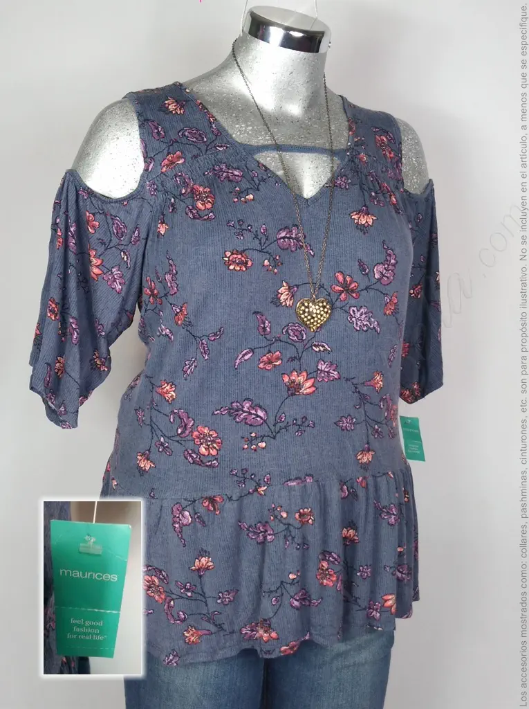 Blusa Maurices - Gris Oxford - Estampado En Flores · 38/40 - Imagen 3