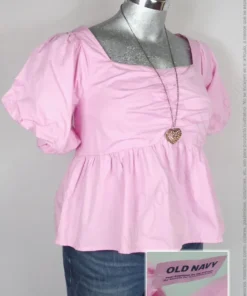 Blusa Old Navy - Rosa - Escote En Corazón Con Plisado · 38/40