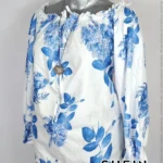 Blusa Shein - Blanco Azul - Estampado En Flores Azules · 38/40