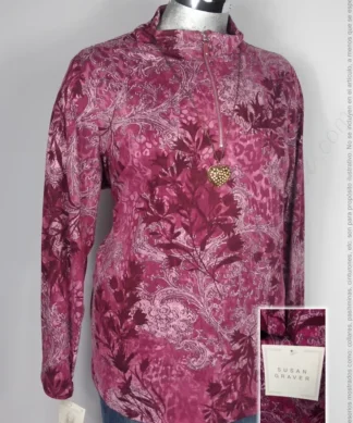 Sudadera Susan Graver - Vino - Estampado En Mandalas · 38/40