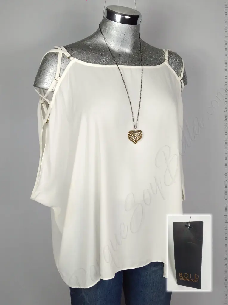 Blusa Bold Elements - Blanco - Cuello Redondo · 40/42