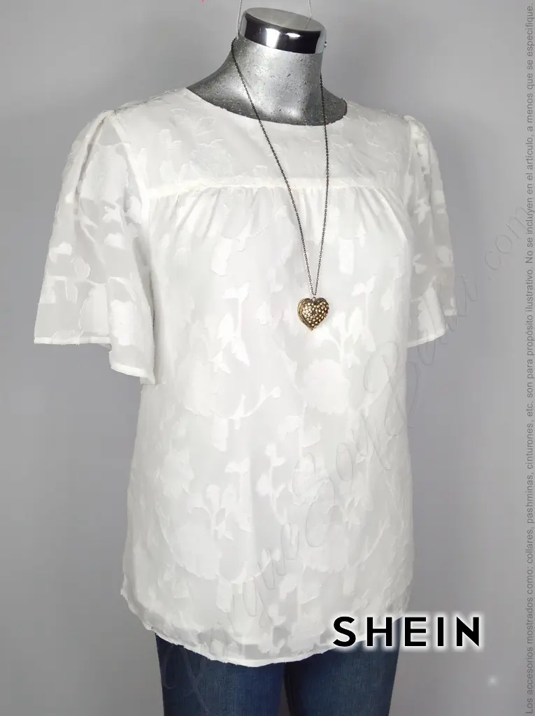 Blusa Shein - Blanco - Relieve De Flores · 38/40