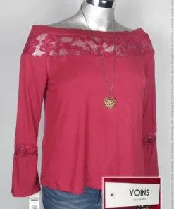 Blusa Yoins Yours Inspirations  - Rojo - Con Pantalla De Encaje En Pecho Hombros Y Espalda · 38/40