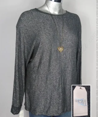 Suéter Time and tru - Negro Jaspe - Jaspeado En Blanco · 40/42