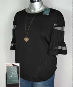 Blusa Adrianna Papell - Negro - Cuello Redondo · 38/40