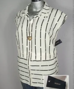 Blusa Alfani - Blanco Negro - Estampado A Rayas · 38/40