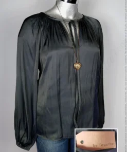 Blusa By Together - Gris Oxford - Cuello Redondo Con Cinta · 38/40