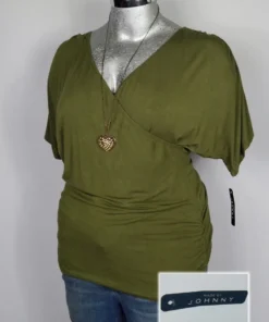 Blusa Johnny - Verde Militar - Cuello En V Cruzada · 38/40