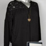 Blusa Lane Bryant - Negro - Pantalla De Encaje En Cuello Y Hombros · 40