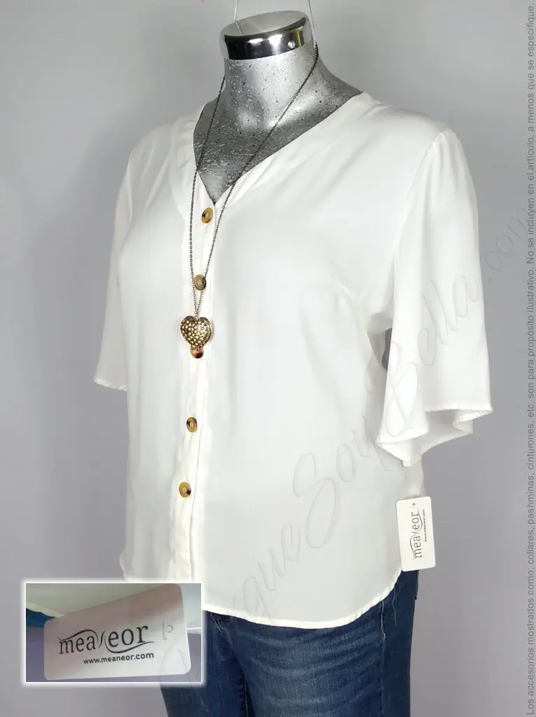 Blusa Meaneor - Blanco - Cuello En V · 38/40