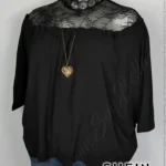 Blusa Shein - Negro - Pantalla De Encaje En Cuello · 36/40