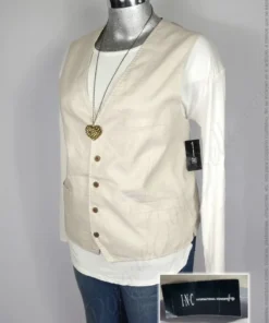 Chaleco International Concepts - Beige - Cuello En V · 38/40