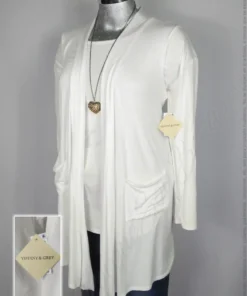 Chaleco Tiffany & Grey - Blanco - Solapa Larga Recta · 38/40