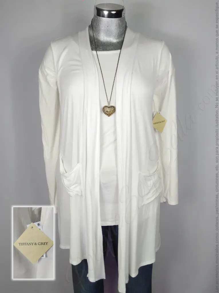 Chaleco Tiffany & Grey - Blanco - Solapa Larga Recta · 38/40 - Imagen 2