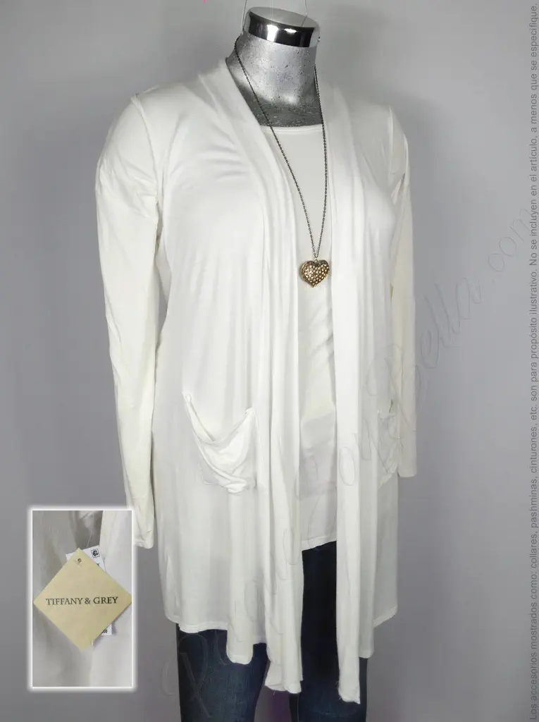 Chaleco Tiffany & Grey - Blanco - Solapa Larga Recta · 38/40 - Imagen 3